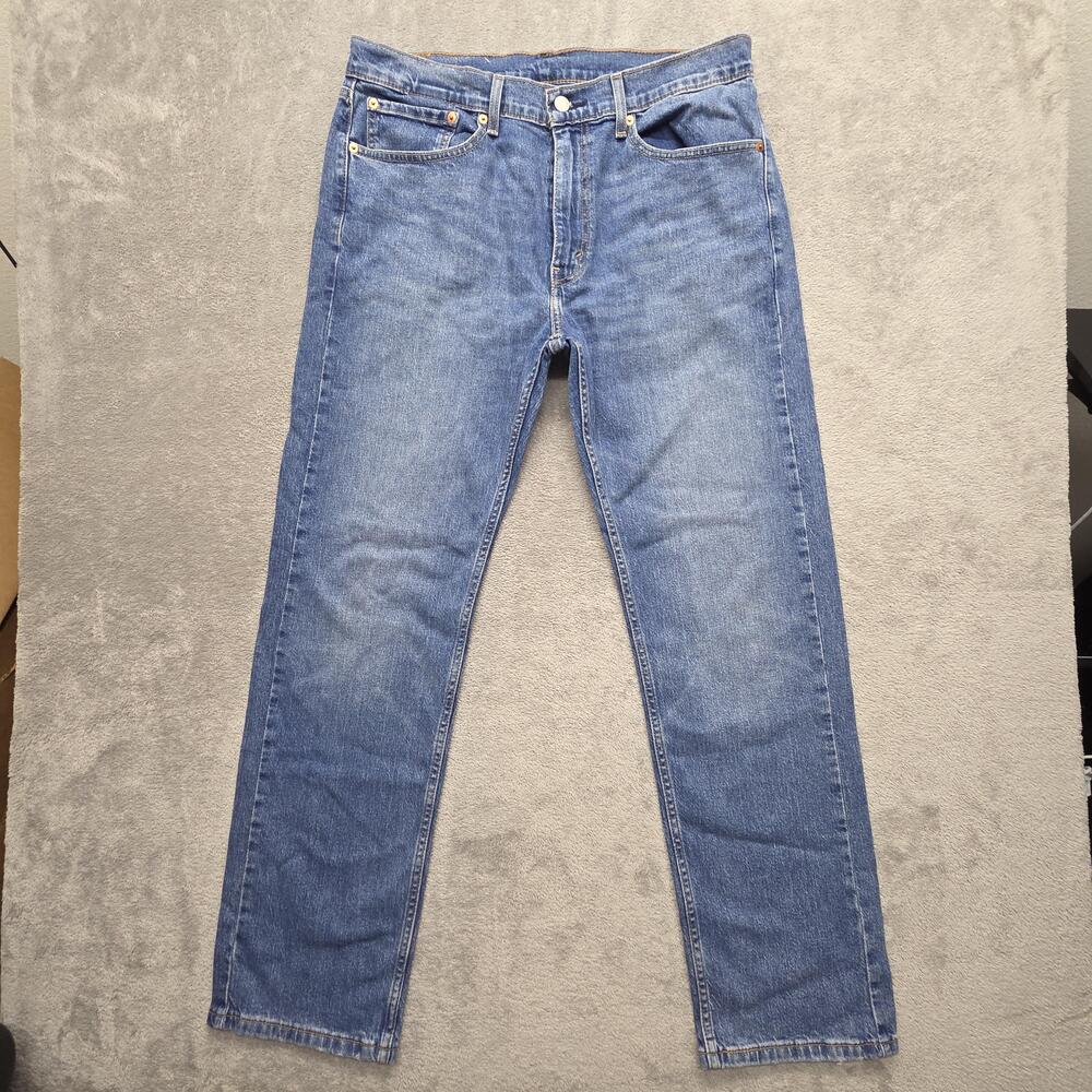 Levi's 505 Jeans Mens Measured 35x32 Blue Straight Denim Zip Fly Classic